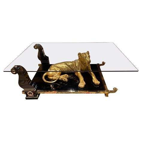 Luxurious Designer Coffee Table Panther Gold Plated with Piano Black at ...