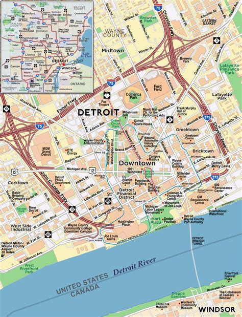 Tourist Map Downtown Detroit A Tour Of Downtown Detroit, On Woodward