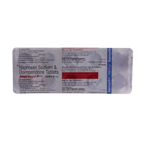 Naprosyn D 250mg Tablet 10's Price, Uses, Side Effects, Composition ...