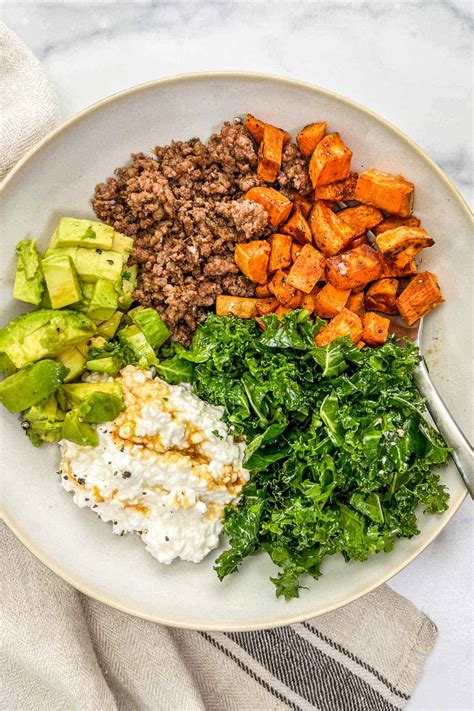 Cottage Cheese Sweet Potato Beef Bowl - This Healthy Table