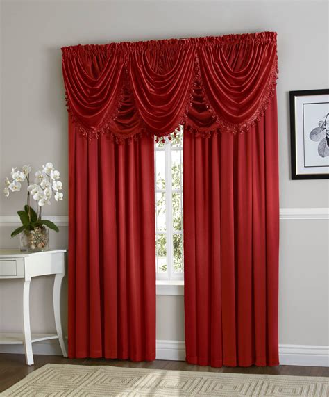 Hyatt Window Curtain & Fringed Valance Complete 9 Piece Window Treatment Set - Red - Walmart.com