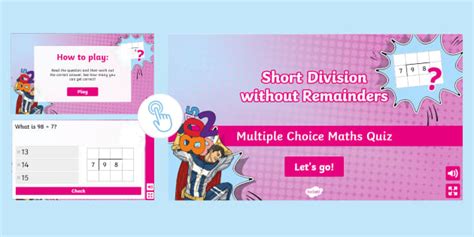👉 Short Division without Remainders Maths Quiz - KS2 Revision