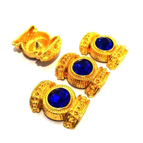 2 Pieces Pack, Dual Hole Kundan Connector' 20x12 MM – Madeinindia Beads