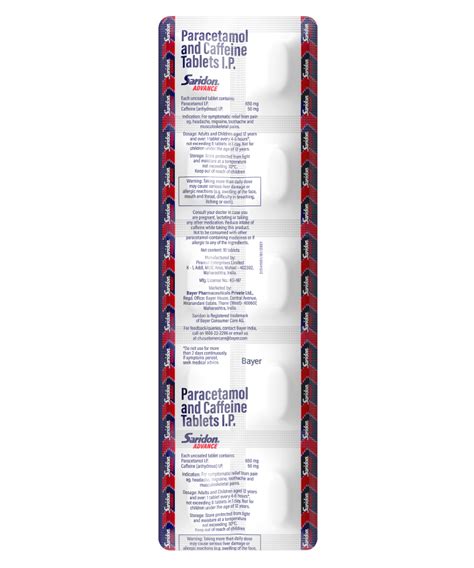 Saridon Advance Tablet 10’s for 5 in 1 Pain Relief Price, Uses, Side ...