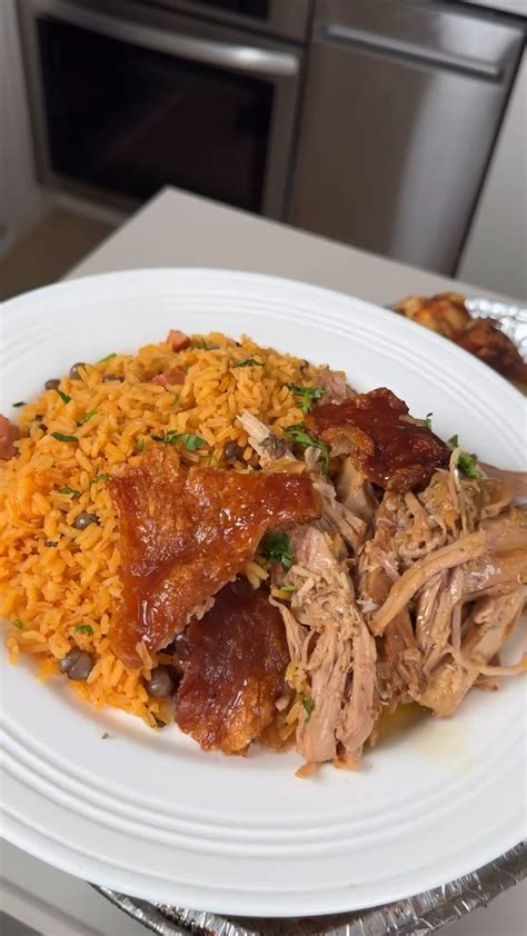 Delicious Puerto Rican Food: Rice with Pernil and Gandules
