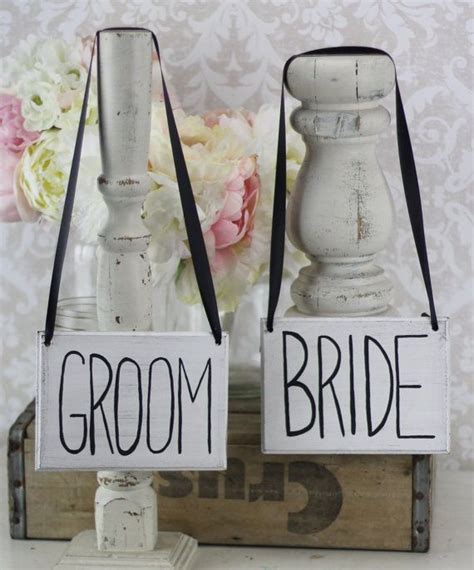 Bride and Groom Chair Signs Rustic Shabby Chic by braggingbags | Rustic ...