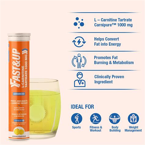 Buy FAST&UP L-CARNITINE TARTRATE 1000MG HELPS BURN FAT LEMON FLAVOUR A ...