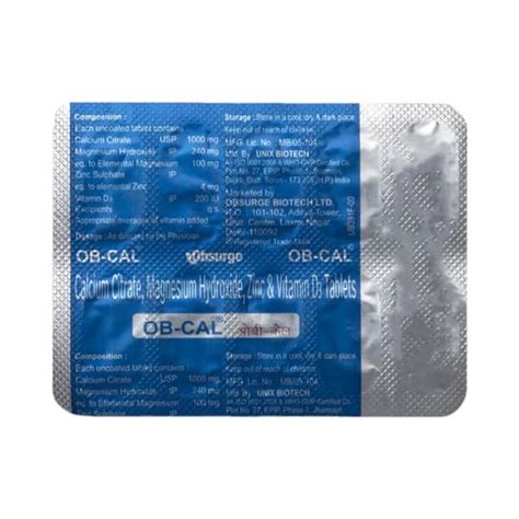 Ob Cal Strip Of 10 Tablets: Uses, Side Effects, Price & Dosage | PharmEasy