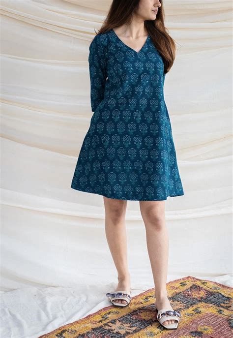 Indian Ethnic Women's Amina Slub Cotton Dress – THE INDIAN ETHNIC CO.