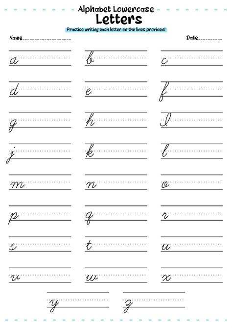 Cursive Letter Practice Worksheets - Free Image & PDF Printables