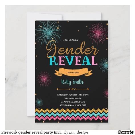 Firework gender reveal party invitation zazzle – Artofit