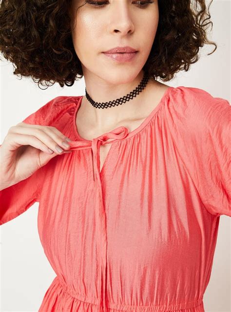 Buy Women Tie-Up Neck Tiered A-line Dress Online at just Rs. 999.0 ...