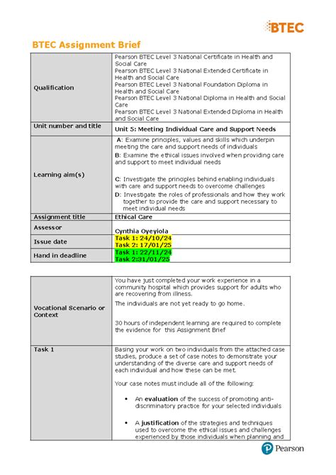 Assignment Brief Unit-5 Cyntia - BTEC Assignment Brief Qualification ...