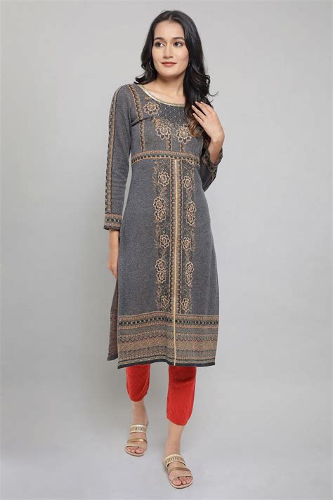 Buy Grey Winter kurta Online for Woman | Shop for Aurelia