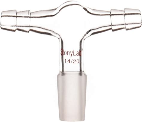 Buy stonylab Glass Dual Hose Inlet Adapter, Borosilicate Glass T-Shape ...
