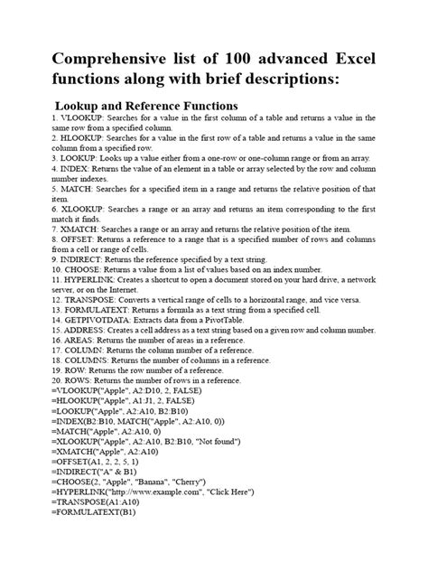Image result for Excel Syntax List