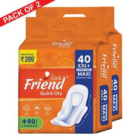 Girls Friend Quick Dry Extra Long Maxi Sanitary Pads - Pack of 2 | 80 ...