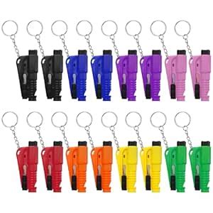 LECART 16 Pcs Car Window Breaker Seatbelt Cutter Whistle Keychain ...