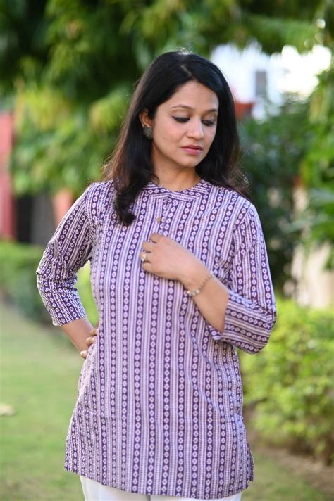Purple Striped Short Kurti – DHOLKEE