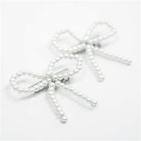 Off-White Embellished Pearl Hair Bow Alligator Clip - Set of 2 – Hair ...