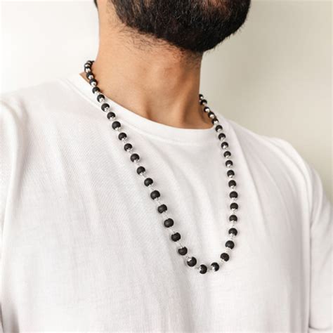 DIVINE HINDU Karungali Mala with Silver Plated Caps | 54 Ebony Wood ...