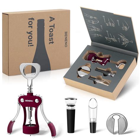 Amazon.com: Wine Opener Gift Set Premium Wing Corkscrew Wine Bottle ...