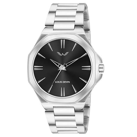 Buy LOUIS DEVIN Stainless Steel Chain Analog Wrist Watch for Men (Black ...