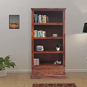 Decorworlds Sheesham Wood Open Book Shelf with 4 Drawer Storage for ...