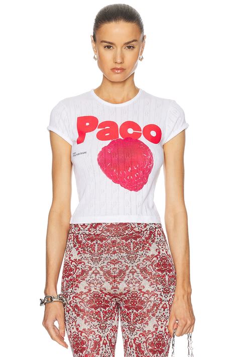 RABANNE Paco Graphic Tee Shirt in White | FWRD