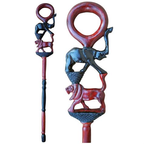 Wisdom and Courage: Authentic Makonde African Wooden Walking Stick ...