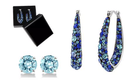 Blue Swarovski Crystal Hoops | Groupon Goods