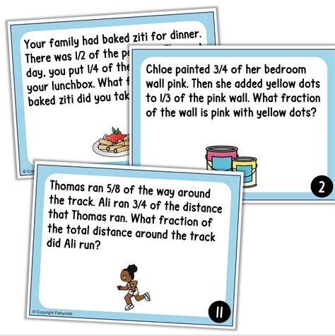Multiplying Fractions and Mixed Numbers Word Problems 5th Grade Math 5 ...
