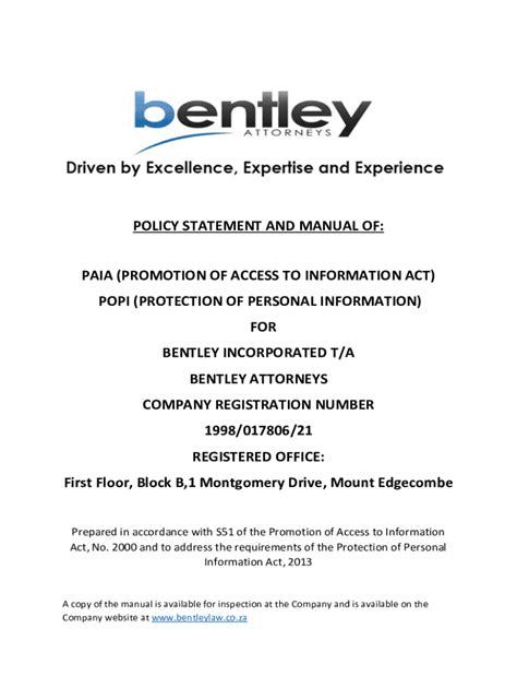 Fillable Online paia (promotion of access to information act) popi ...