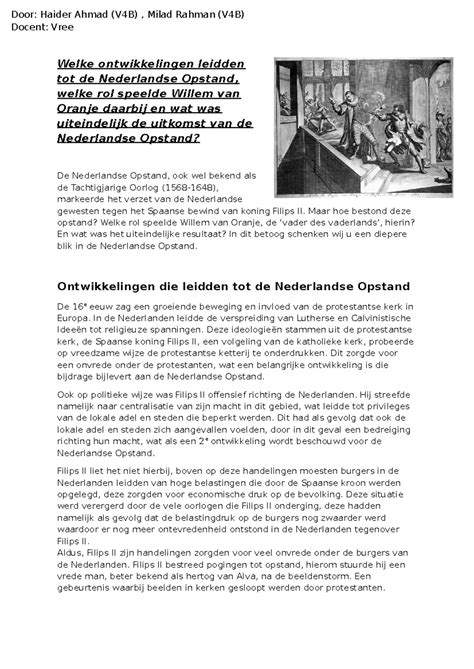 HDO de Opstand - asda - Welke ontwikkelingen leidden tot de Nederlandse ...