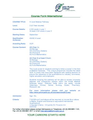 Fillable Online johnruskin ac A Levels Medical Pathway.docx ...