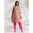 Yellow Cotton Dobby Kurta with Pants- Set of 2