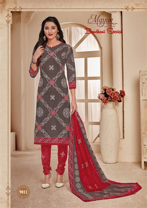 Mayur Bandhani Special 9 Pure Cotton Printed Dress Material :textileexport