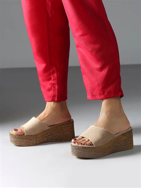 Buy Now Womens Beige Casual Open toe Wedges Mules