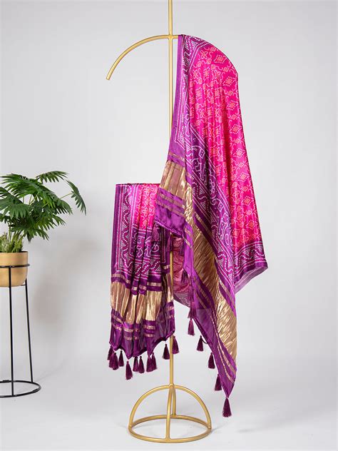 Purple Color Digital Printed Gaji Silk Dupatta