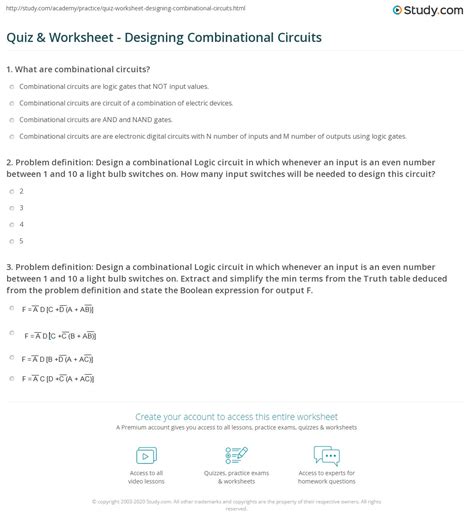 Electronics Combinational Circuits Practice Problems 的图像结果