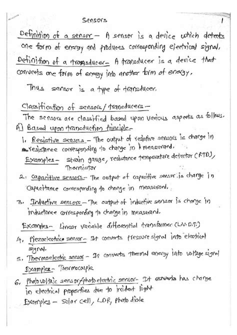Notes BXE Unit 5 - sensors I Definition of a sensor A sensor is a ...
