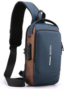 Comfabie Blue Sling Bag Waterproof Polyester Slim Unisex Crossbody ...