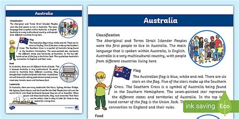 Australia Informational Report Example - Primary Resource
