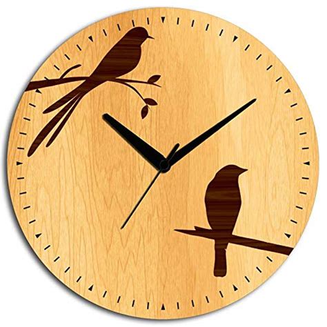 Buy Studio Shubham Wooden Bird Wall Clock (29 cm x 29 cm x 3 cm, Brown ...