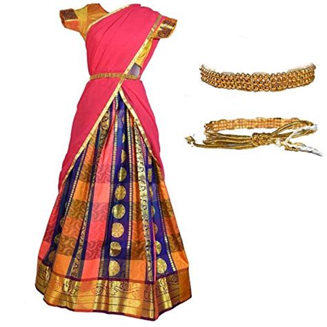 Buy AMIRTHA FASHION Girls Traditional Lehenga Choli BANGALORE SILK HALF ...