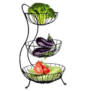 Pure Source India High Grade Steel 3-Tier Fruit & Vegetable Basket for ...