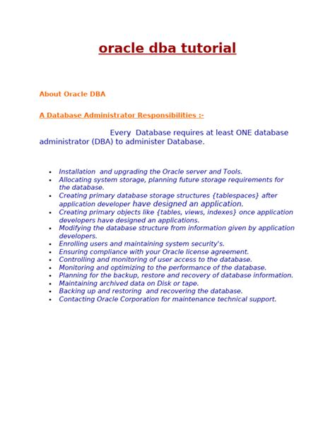 Oracle DBA Tutorial 的图像结果