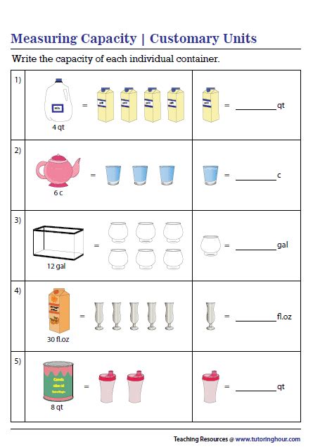 Image result for Fun Worksheet for Measuring Capacity
