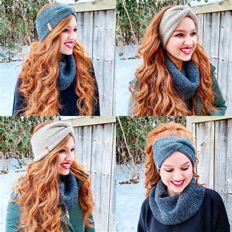 Winter headband, ear warmer, handmade knit, winter hat worn multiple ...
