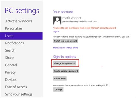 Image result for Windows 8 Pro Change Password